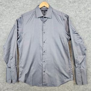 Banana Republic Men's Silver Dress Shirt Size L 16-16‎ 1/2 NI Royal Oxford Style